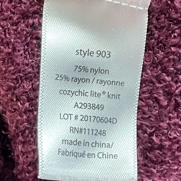 Barefoot Dreams CozyChic Ultra Lite® Hi/lo Cardi Sweater Maroon Size 1X - Picture 8 of 8